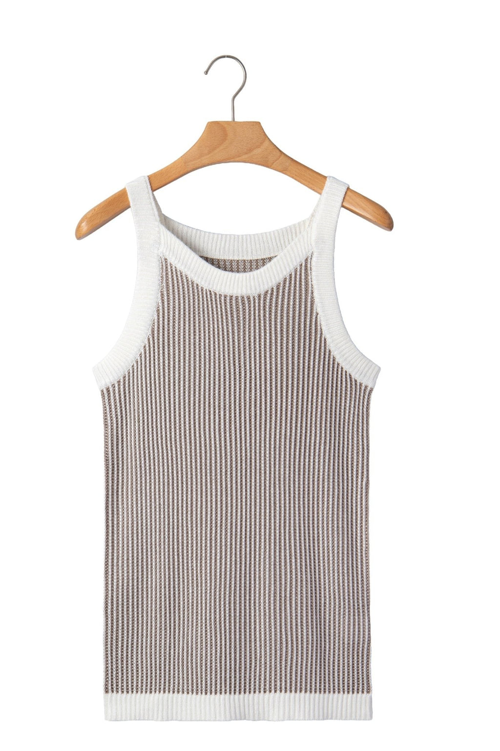 Ribbed Knit Contrast Trim Sweater Tank Top - Rooted & Reckless Co.