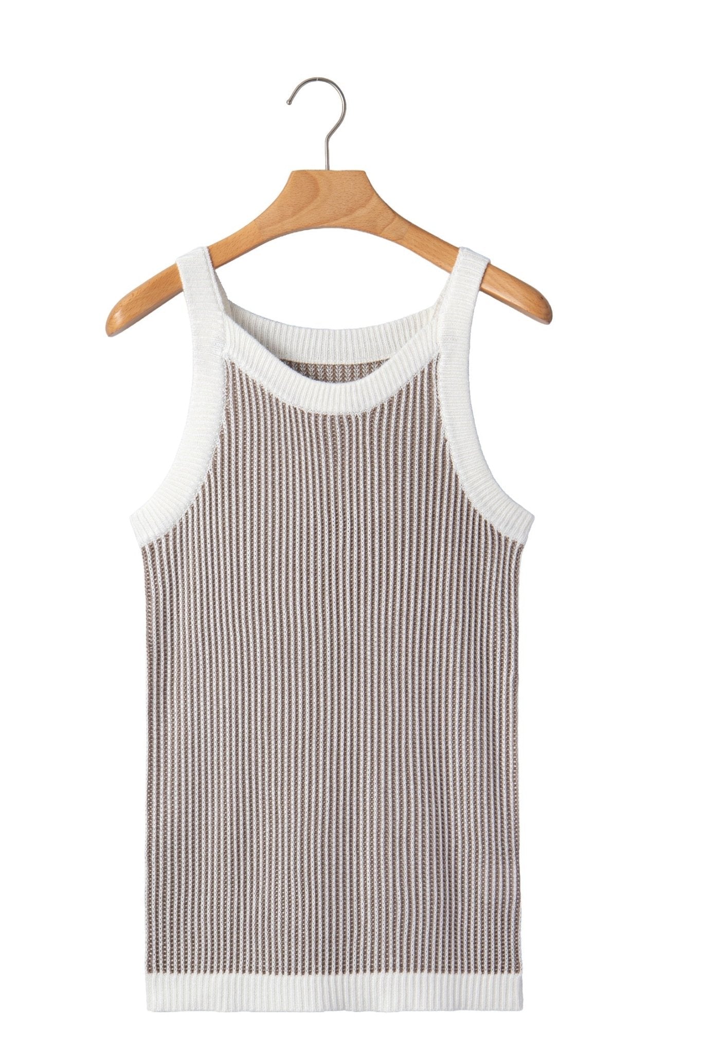 Ribbed Knit Contrast Trim Sweater Tank Top - Rooted & Reckless Co.
