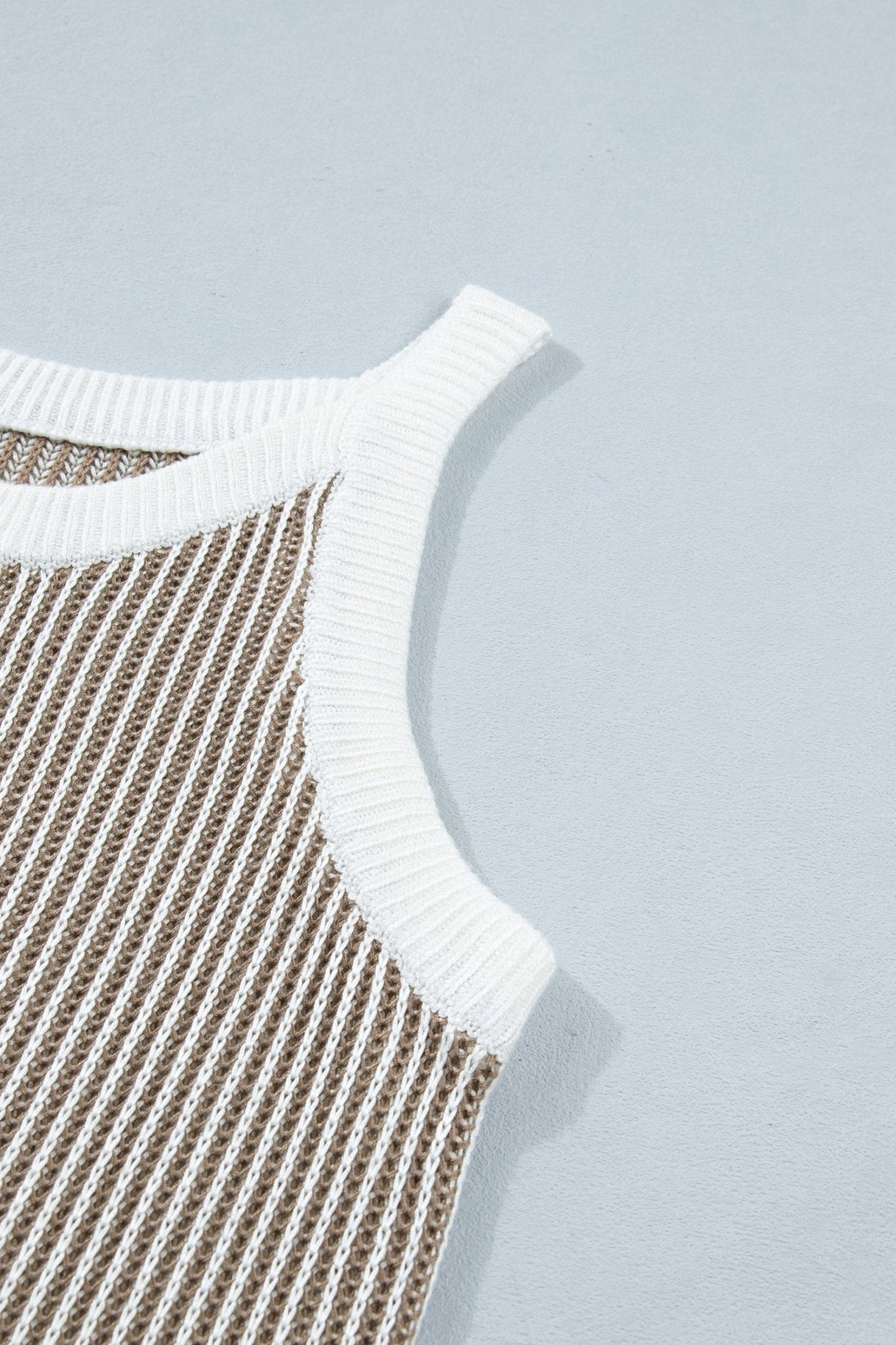 Ribbed Knit Contrast Trim Sweater Tank Top - Rooted & Reckless Co.