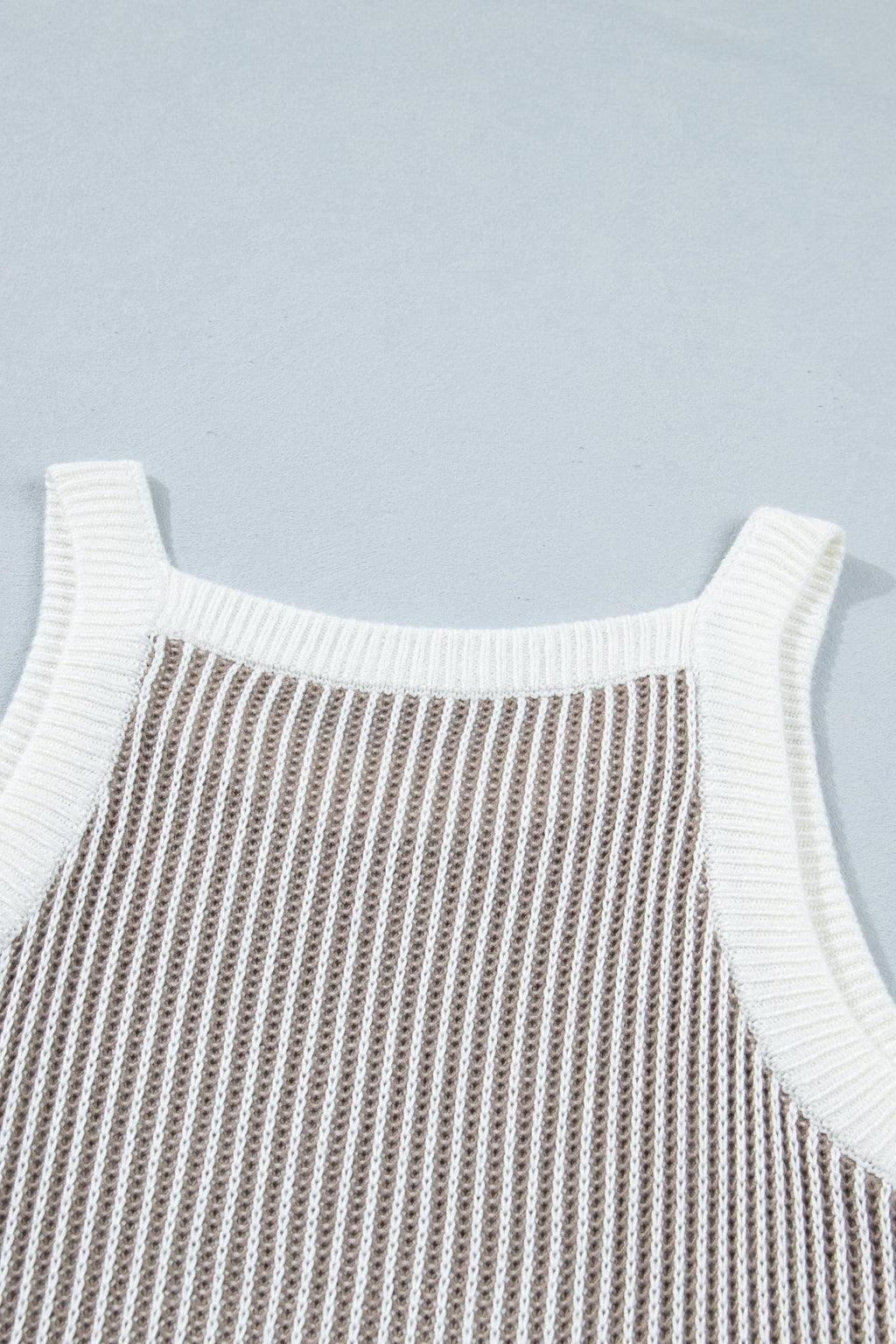 Ribbed Knit Contrast Trim Sweater Tank Top - Rooted & Reckless Co.