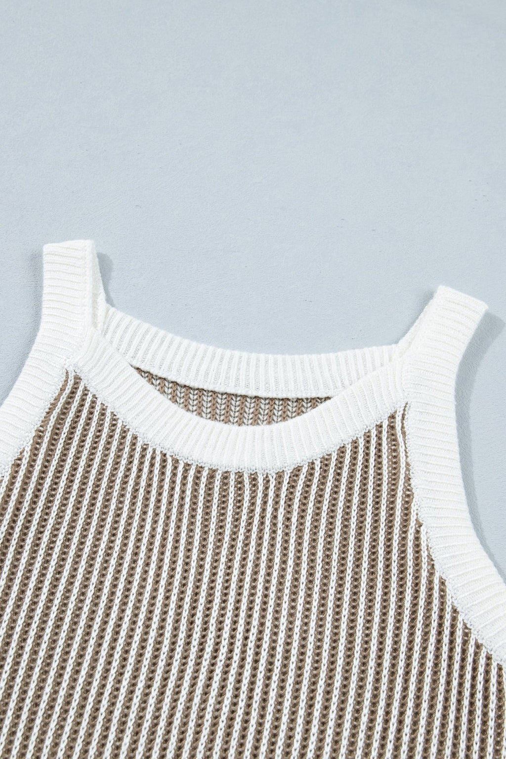 Ribbed Knit Contrast Trim Sweater Tank Top - Rooted & Reckless Co.