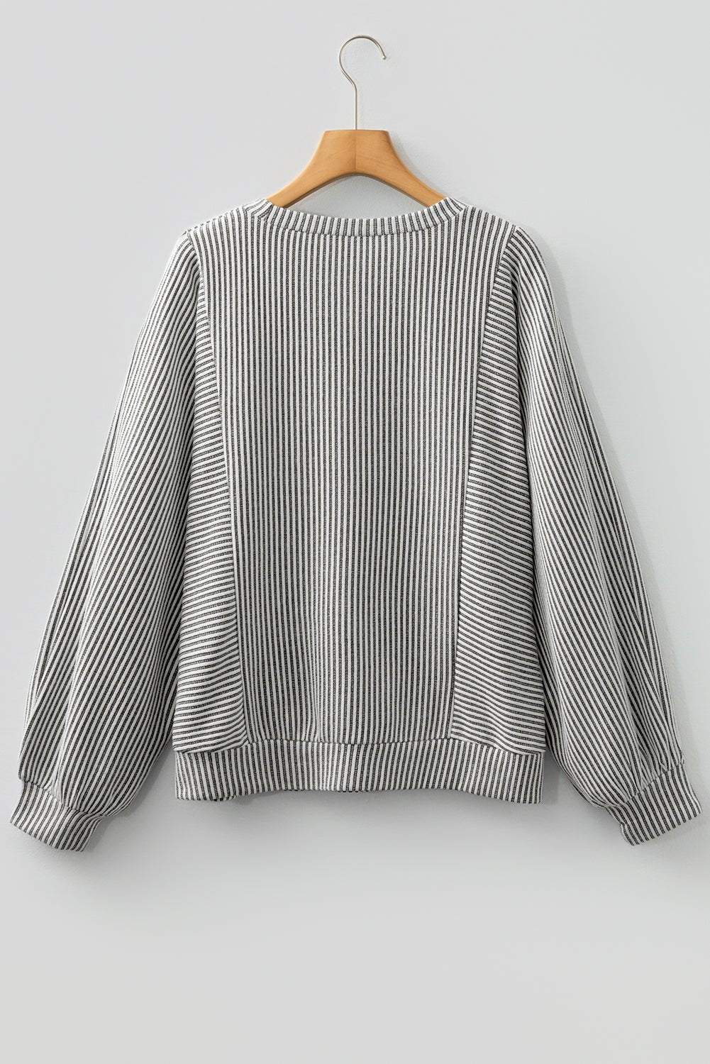 Ribbed Knit Crewneck Long Lantern Sleeve Top - Rooted & Reckless Co.