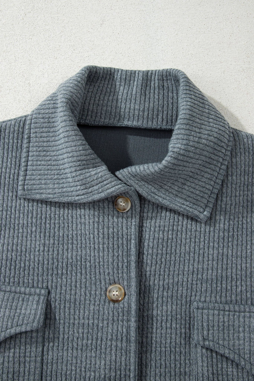 Ribbed Knit Flap Pocket Button-Up Shacket - Rooted & Reckless Co.