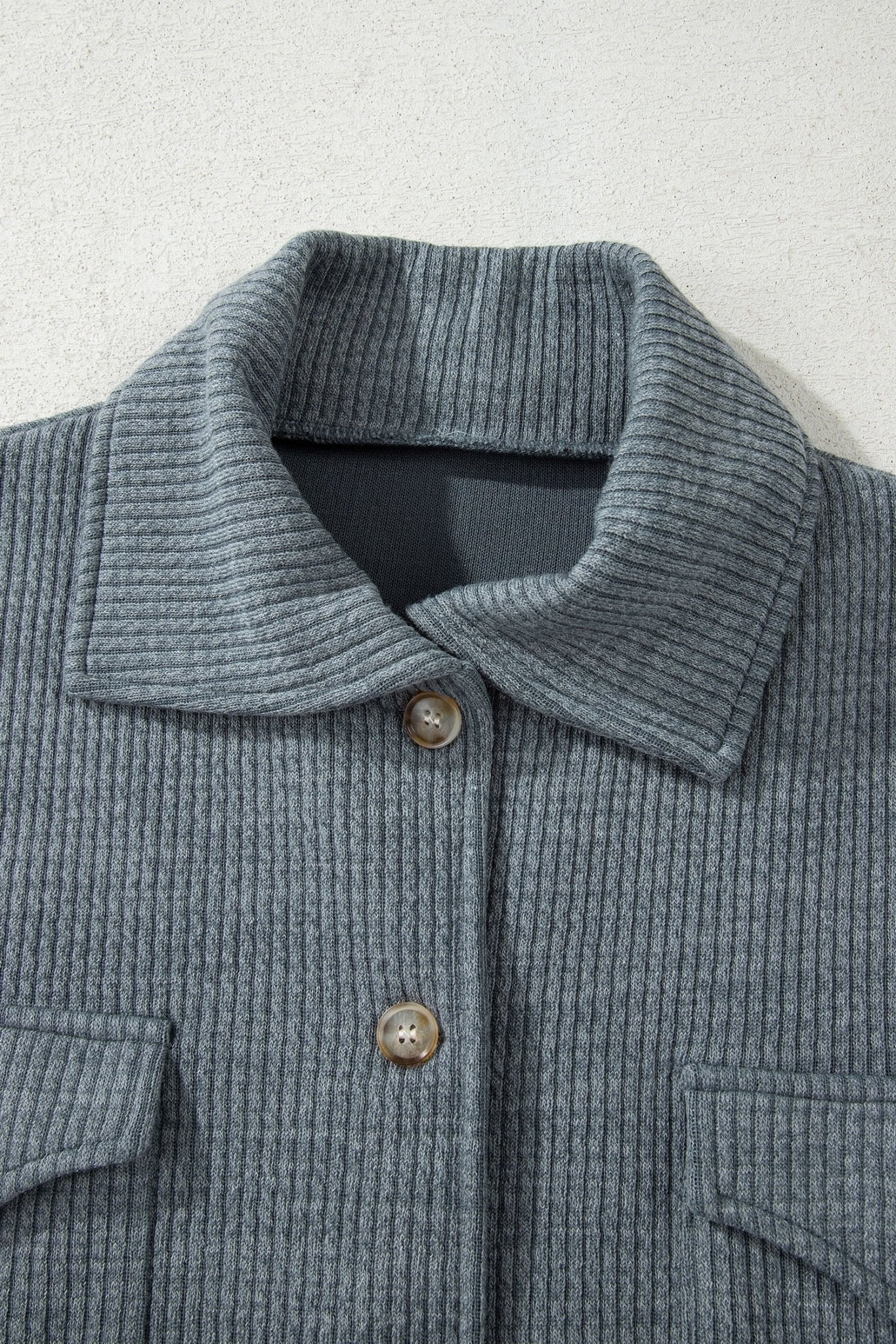 Ribbed Knit Flap Pocket Button-Up Shacket - Rooted & Reckless Co.