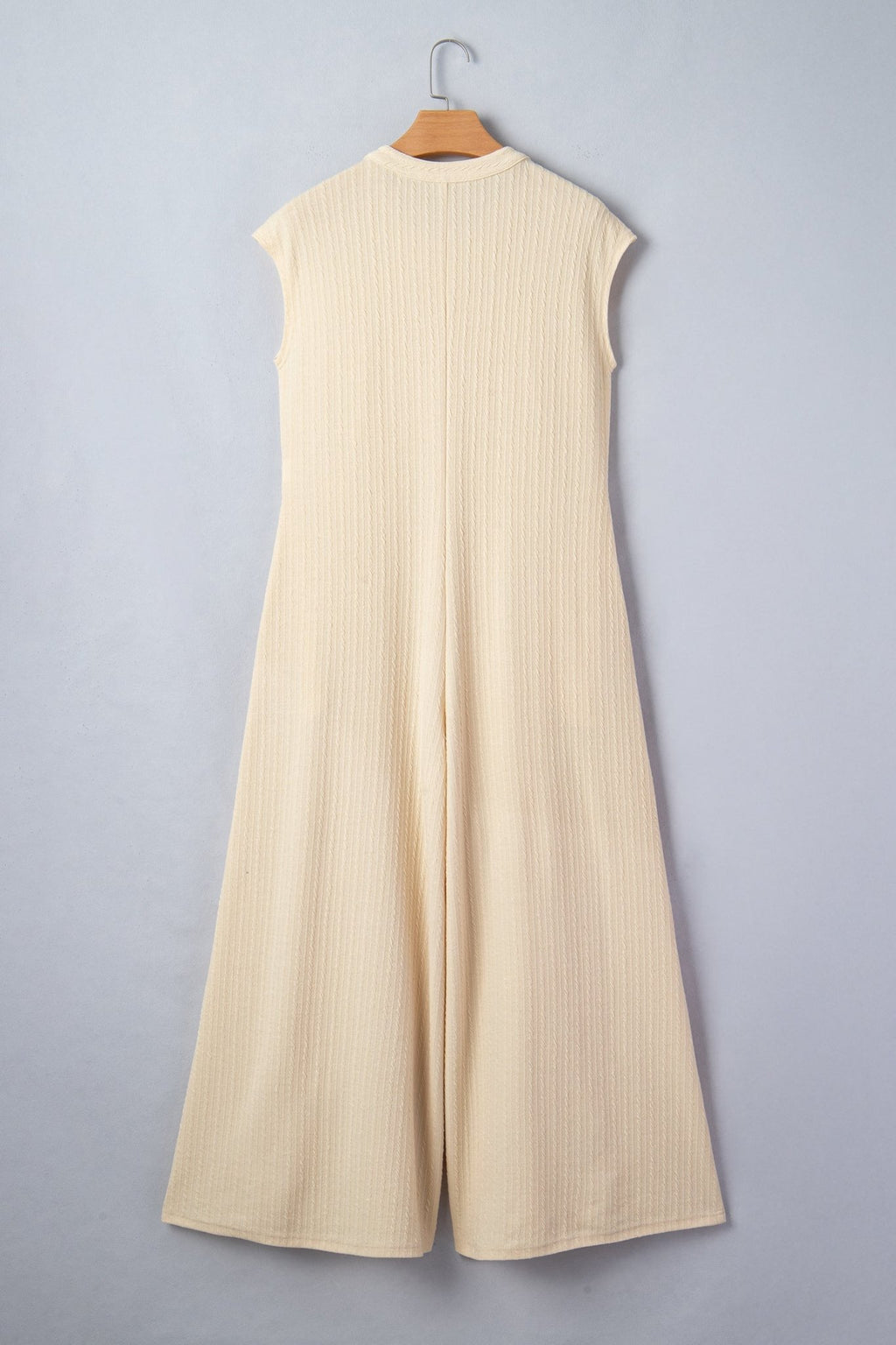 Ribbed Knit Half Buttoned Wide Leg Jumpsuit - Rooted & Reckless Co.
