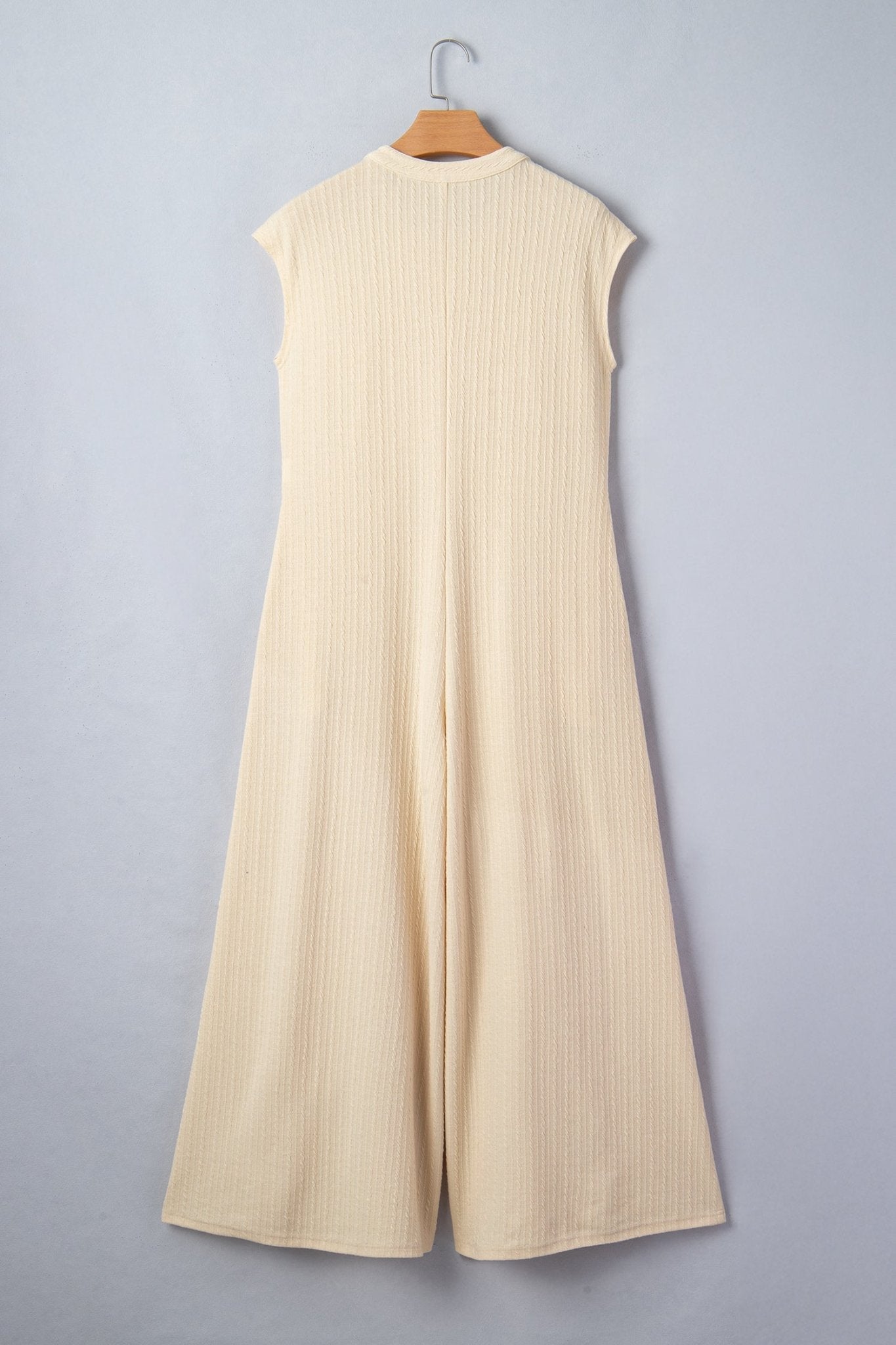 Ribbed Knit Half Buttoned Wide Leg Jumpsuit - Rooted & Reckless Co.