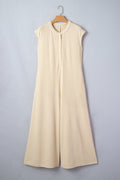 Ribbed Knit Half Buttoned Wide Leg Jumpsuit - Rooted & Reckless Co.