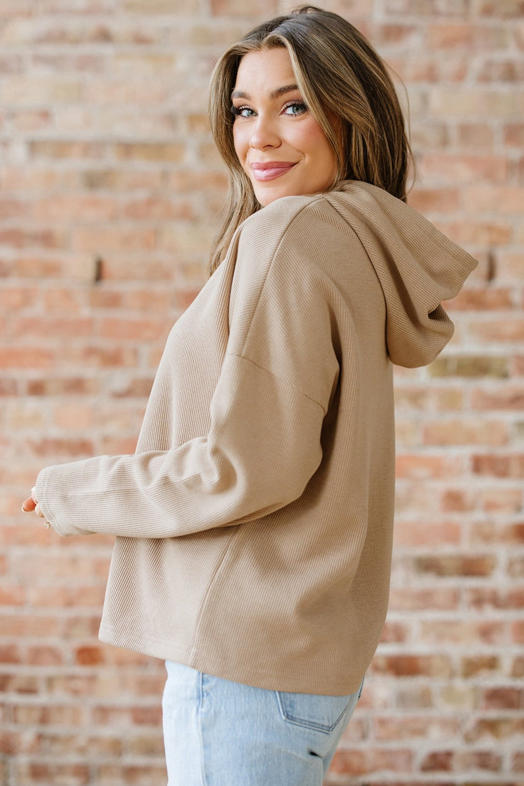 Ribbed Knit Leopard & Lace Drawstring Hoodie - Rooted & Reckless Co.
