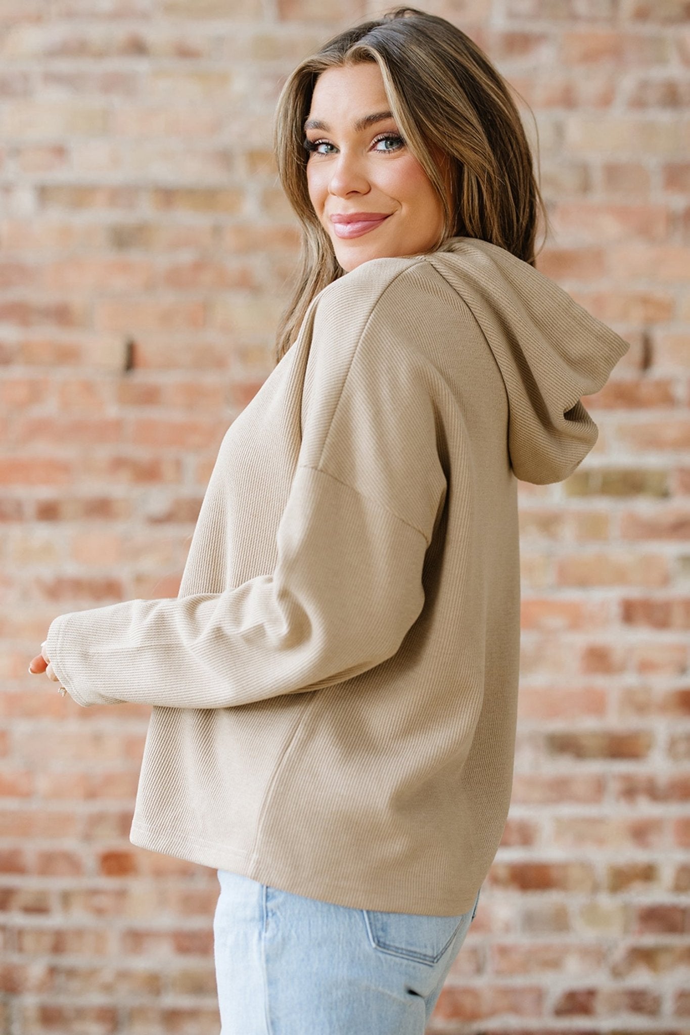 Ribbed Knit Leopard & Lace Drawstring Hoodie - Rooted & Reckless Co.