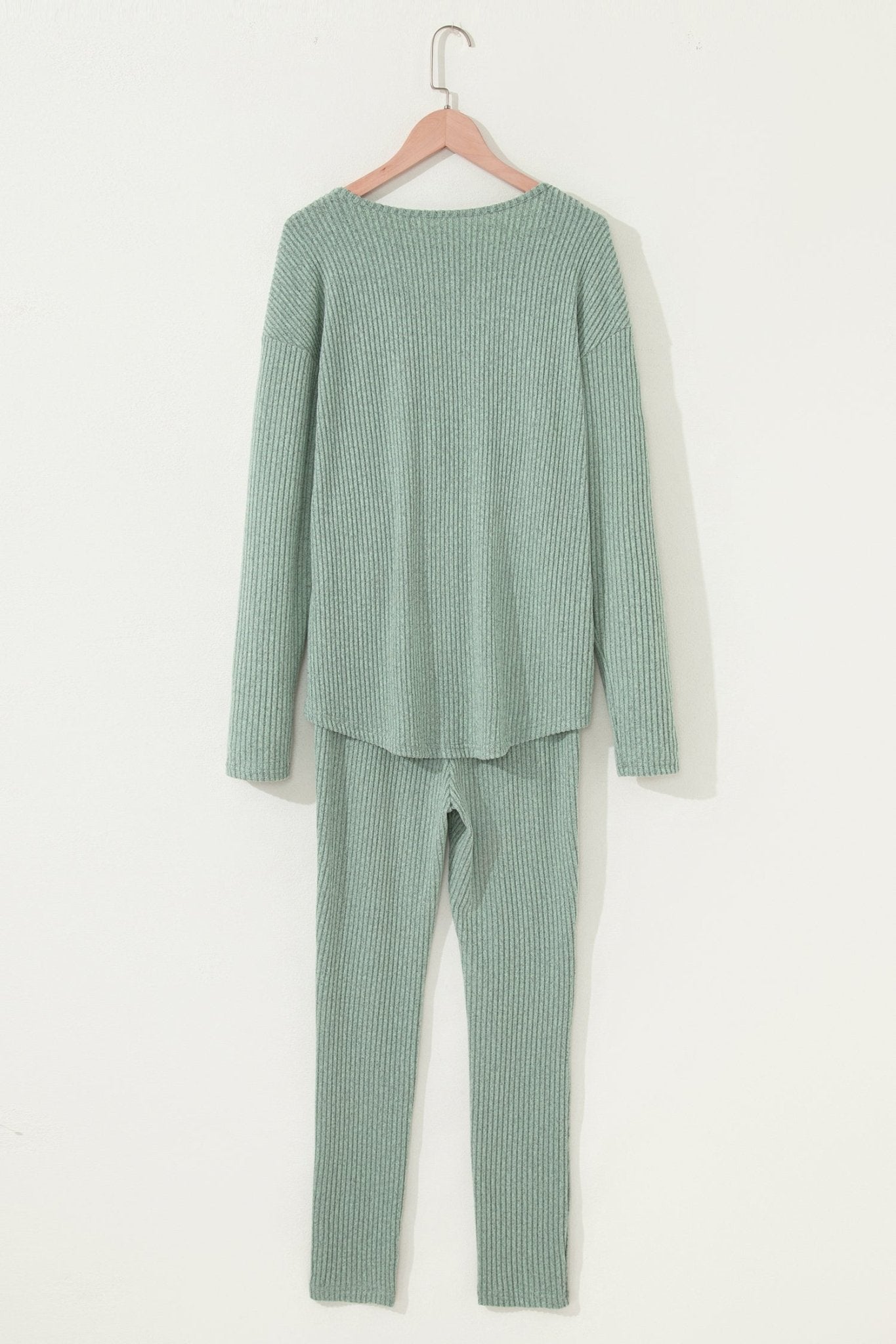 Ribbed Knit Long Sleeve Top and Leggings Set - Rooted & Reckless Co.