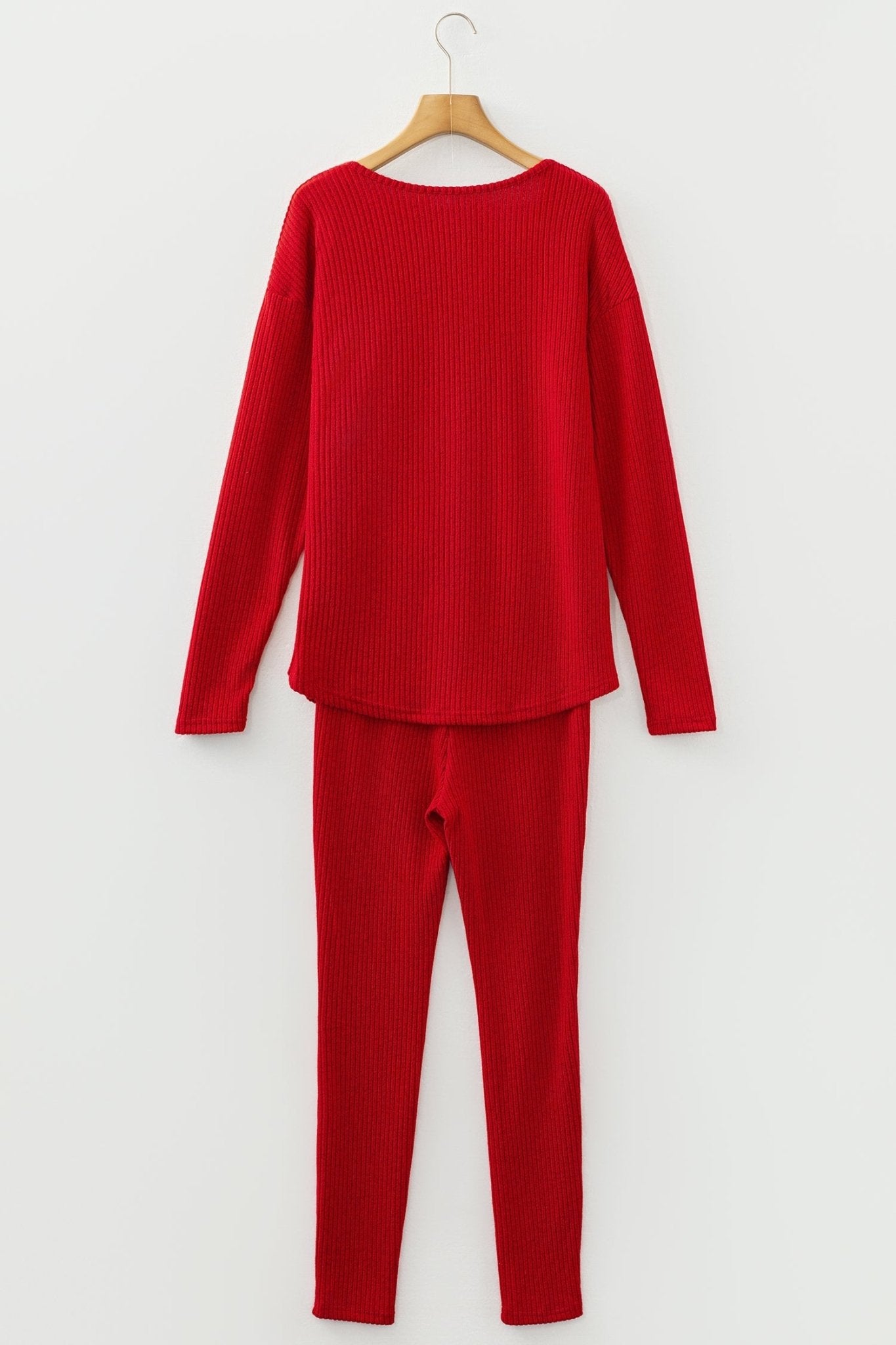 Ribbed Knit Long Sleeve Top and Leggings Set - Rooted & Reckless Co.