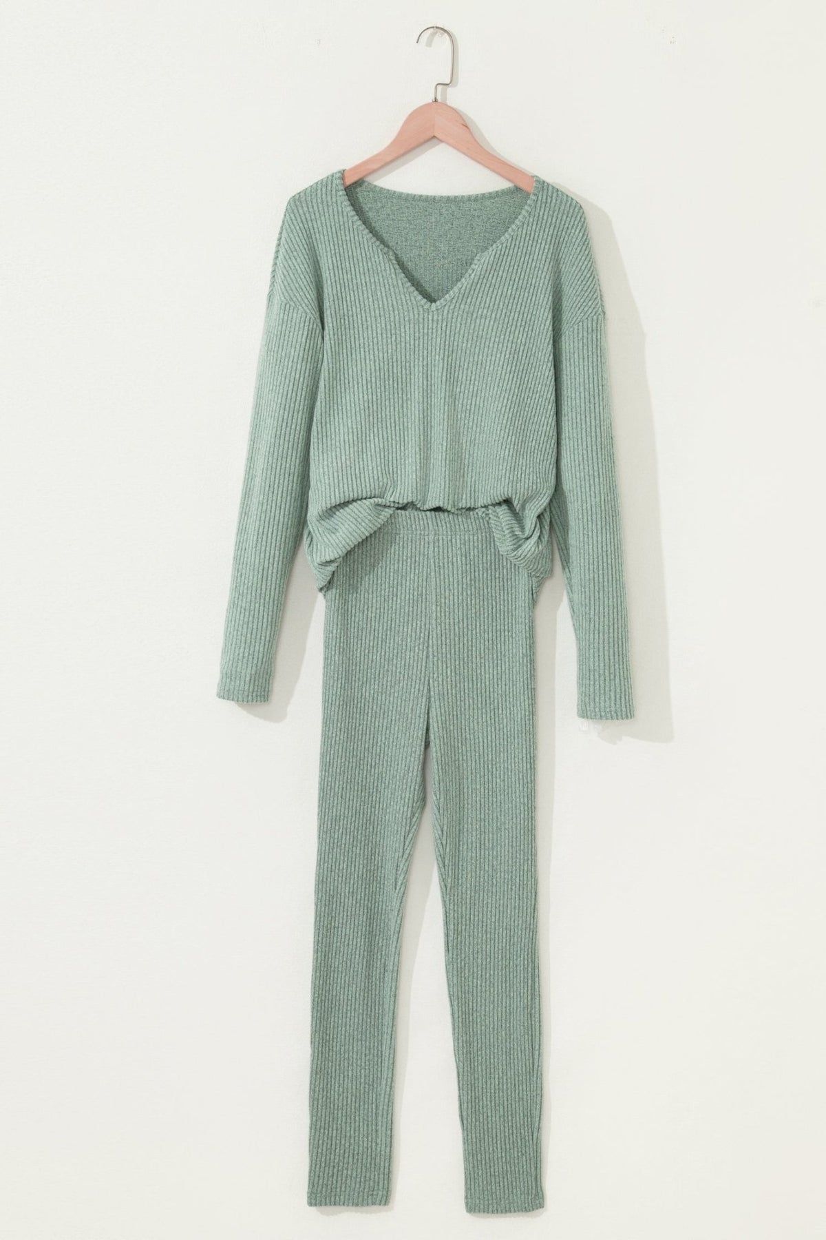 Ribbed Knit Long Sleeve Top and Leggings Set - Rooted & Reckless Co.