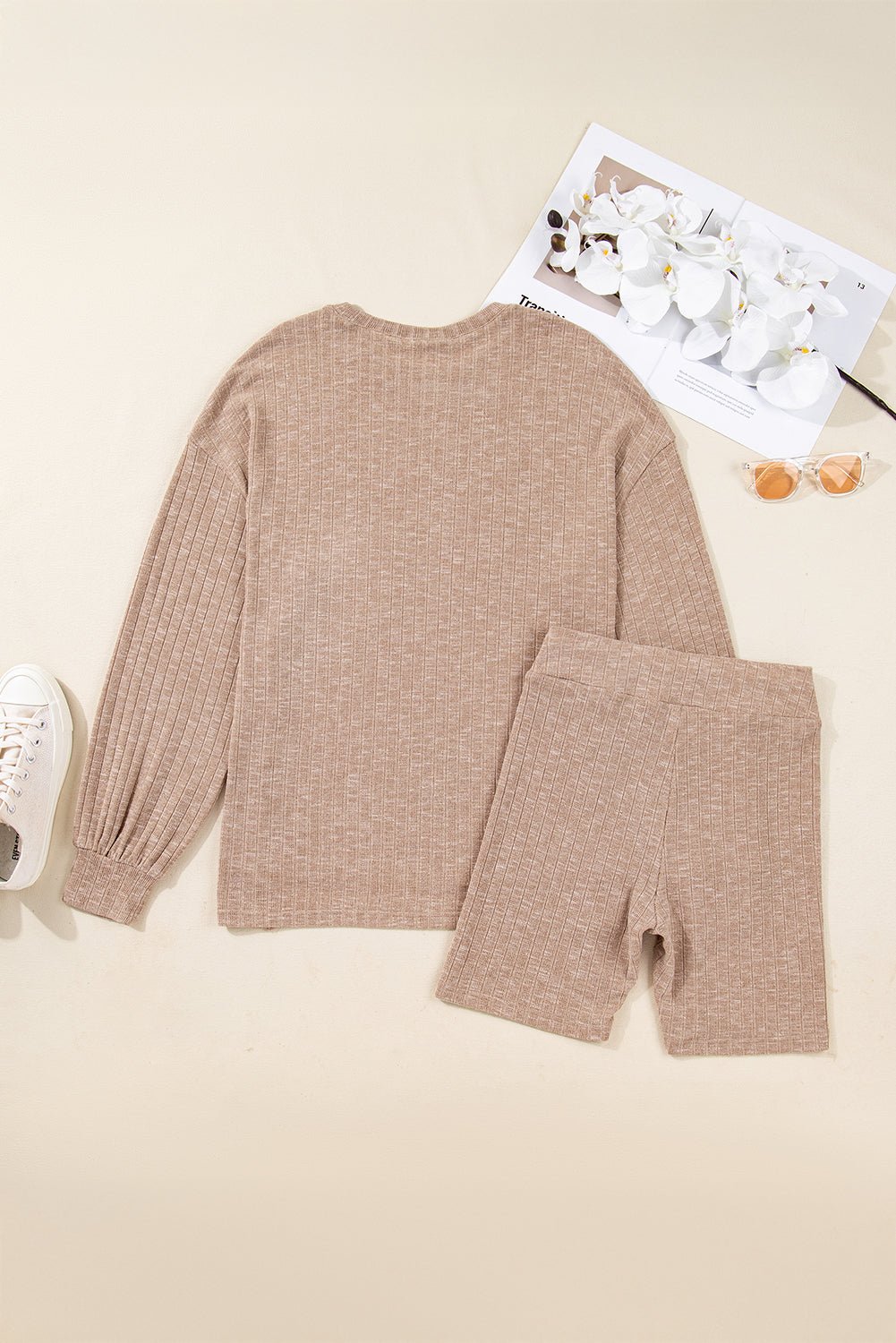 Ribbed Knit Pullover Top and Biker Short Set - Rooted & Reckless Co.