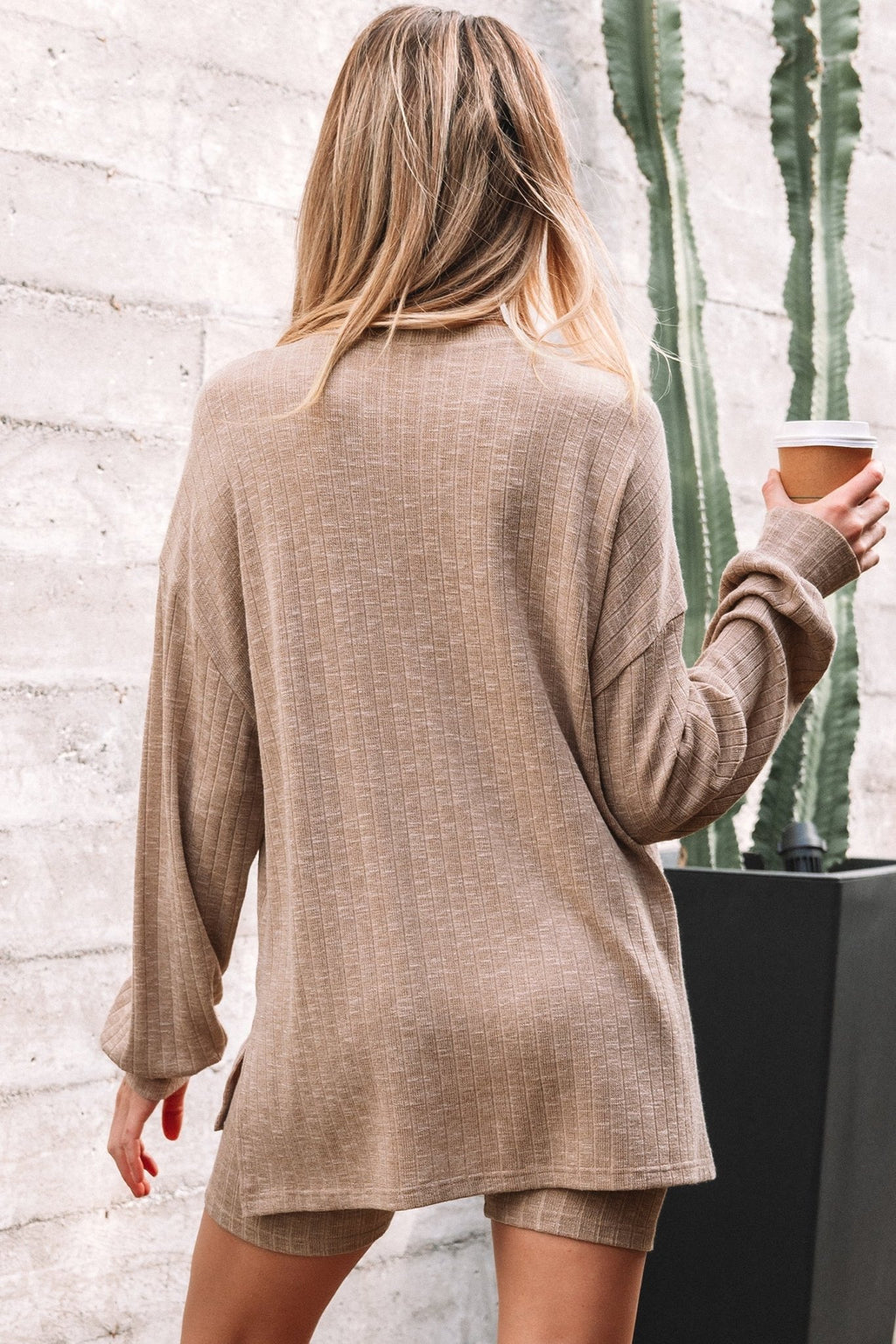 Ribbed Knit Pullover Top and Biker Short Set - Rooted & Reckless Co.