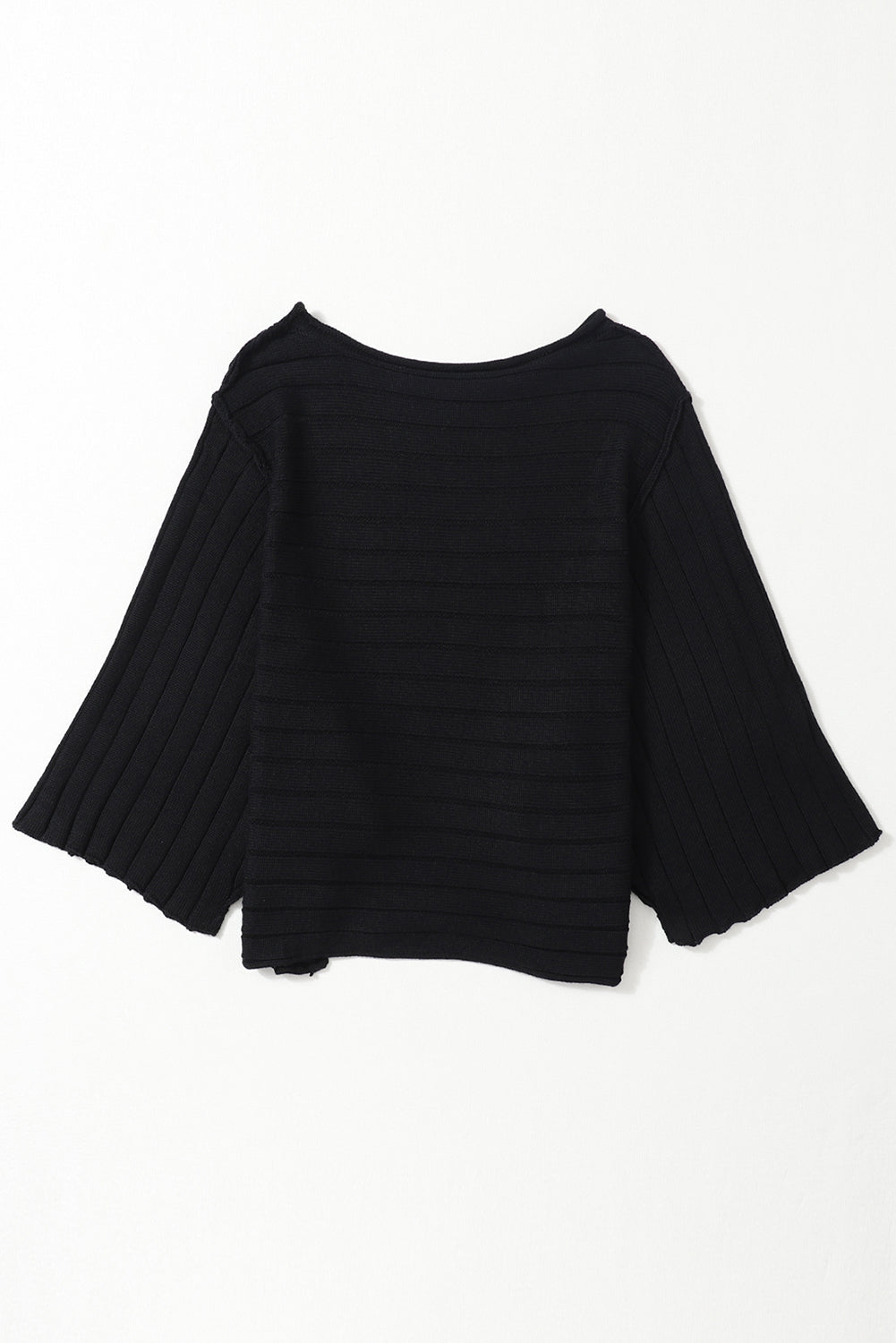 Ribbed Knit Reverse Seam 3/4 Sleeve Sweater - Rooted & Reckless Co.