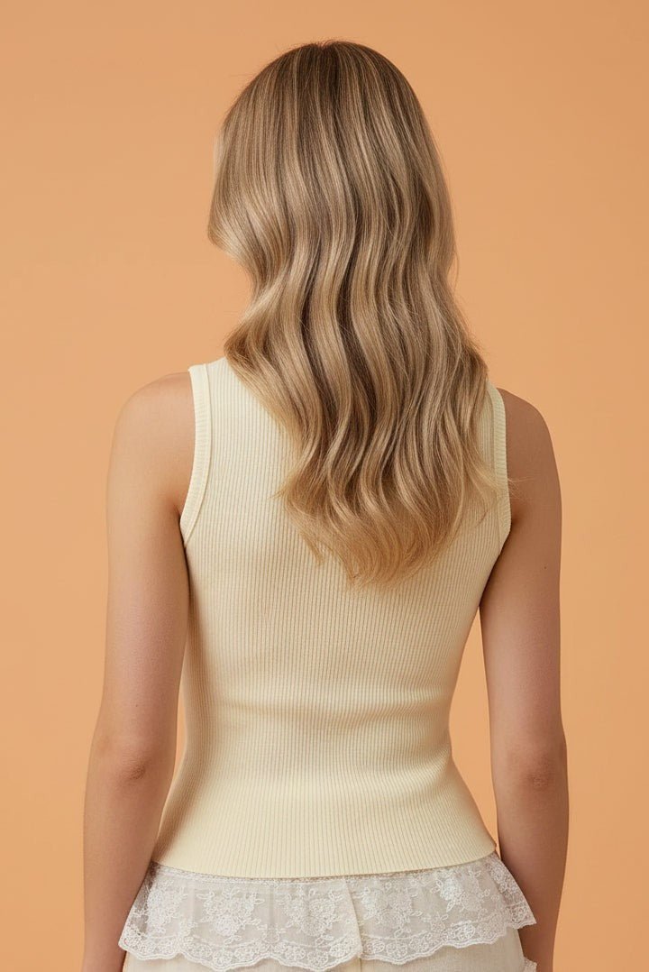 Ribbed Knit Sweet Lace Hem Tank Top - Rooted & Reckless Co.