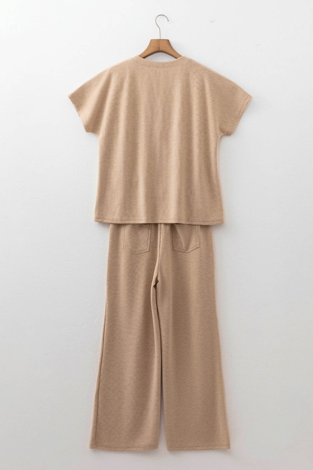 Ribbed Short Sleeve Top & Wide Leg Pants Set - Rooted & Reckless Co.