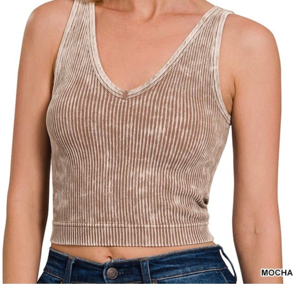 Ribbed V Neck Seamless Tank - Rooted & Reckless Co.
