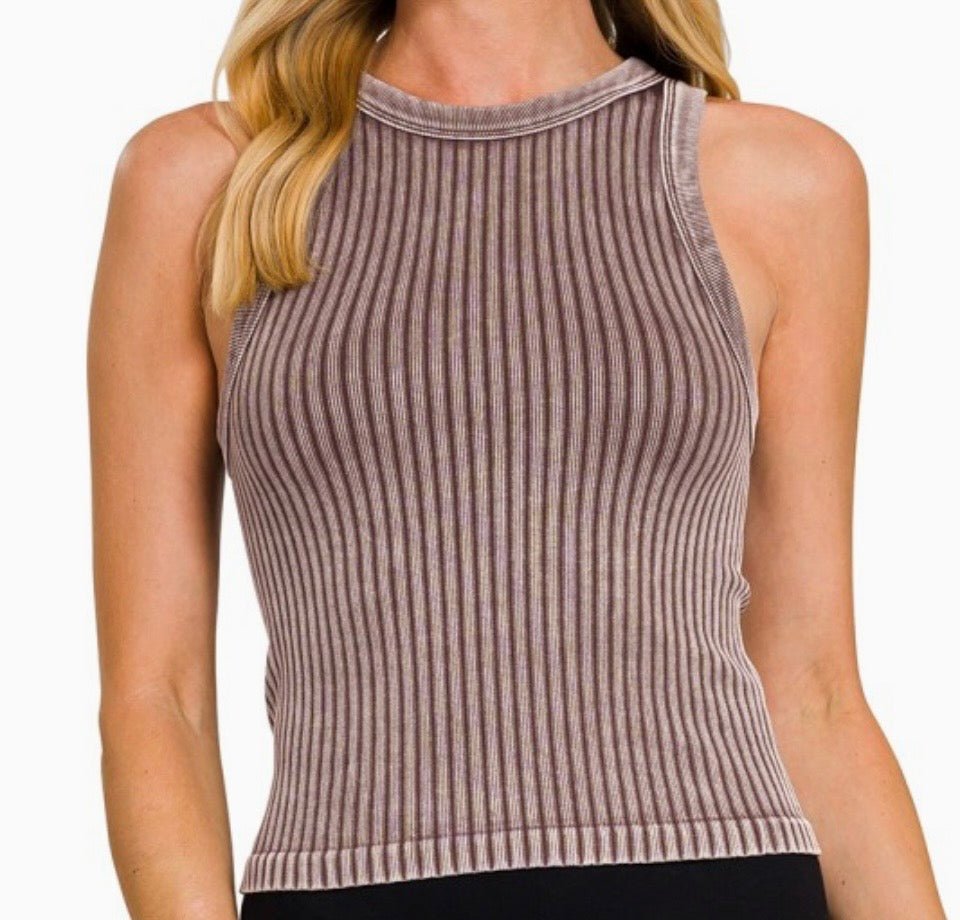 Ribbed Washed Seamless Tank Top - Rooted & Reckless Co.