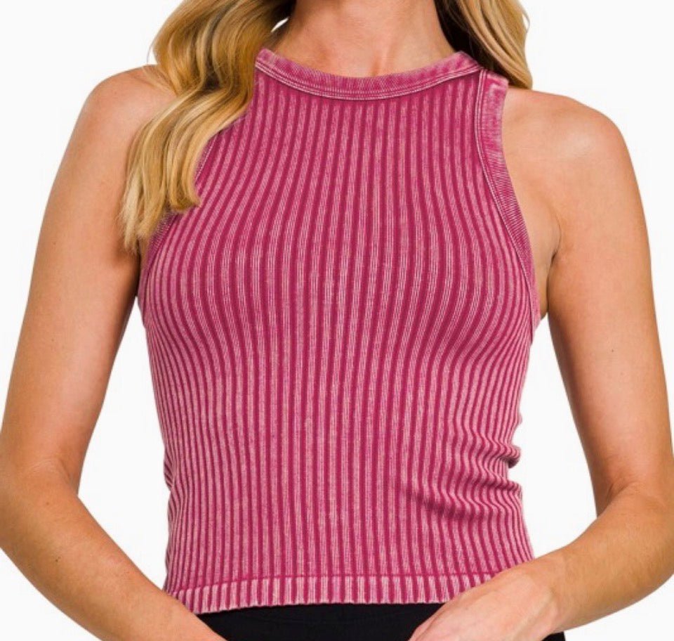 Ribbed Washed Seamless Tank Top - Rooted & Reckless Co.