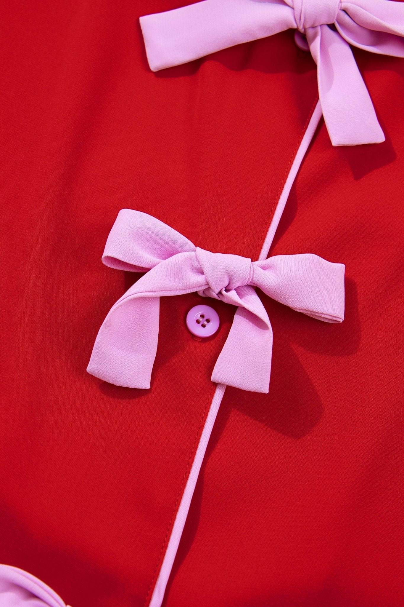 Ribbon Bow Top & Short Silky Pajama Set - Rooted & Reckless Co.