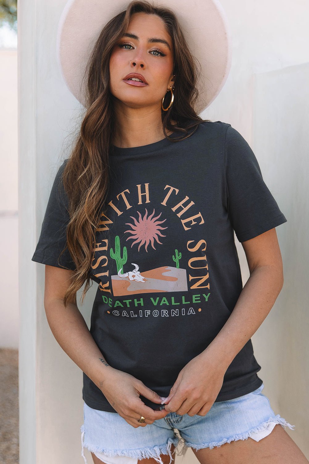 RISE WITH THE SUN Western Crewneck Tee - Rooted & Reckless Co.