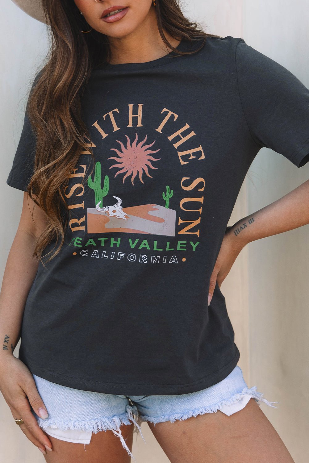 RISE WITH THE SUN Western Crewneck Tee - Rooted & Reckless Co.