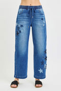 RISEN Elastic Band Slouchy Cropped Barrel with Star Patch - Rooted & Reckless Co.
