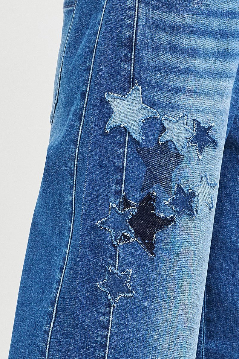 RISEN Elastic Band Slouchy Cropped Barrel with Star Patch - Rooted & Reckless Co.