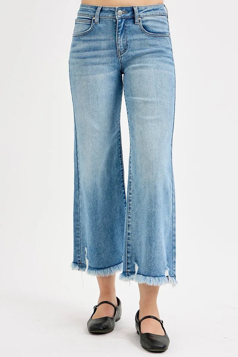 RISEN Full Size Mid Rise Crop Wide Leg Jeans Plus Size - Rooted & Reckless Co.