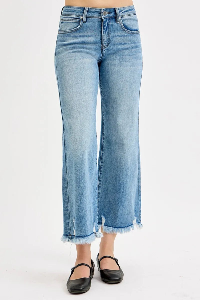 RISEN Full Size Mid Rise Crop Wide Leg Jeans Plus Size - Rooted & Reckless Co.