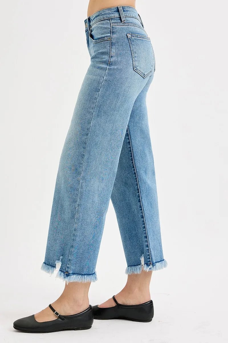 RISEN Full Size Mid Rise Crop Wide Leg Jeans Plus Size - Rooted & Reckless Co.