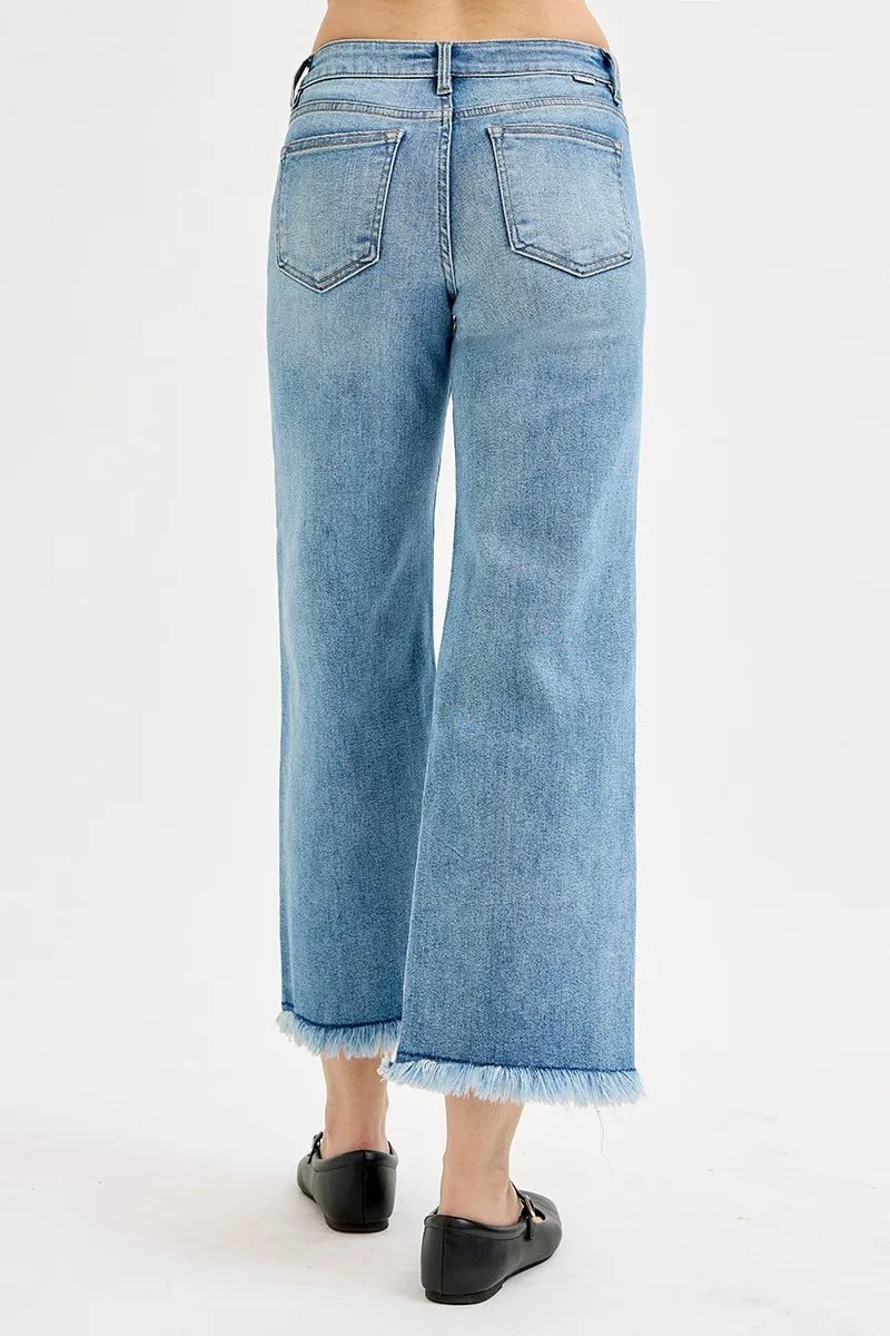 RISEN Full Size Mid Rise Crop Wide Leg Jeans Plus Size - Rooted & Reckless Co.