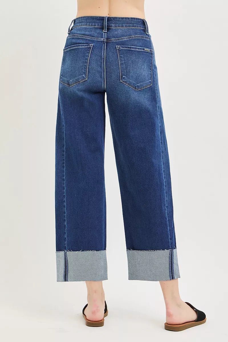RISEN Full Size Slouchy Crop Barrel Cuffed Jeans Plus Size - Rooted & Reckless Co.
