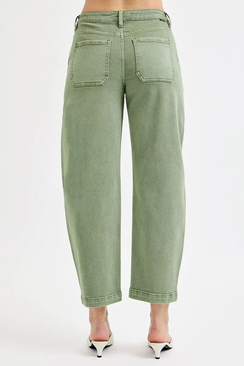 RISEN Full Size Tummy Control High Rise Crop Barrel Jeans Plus Size - Rooted & Reckless Co.