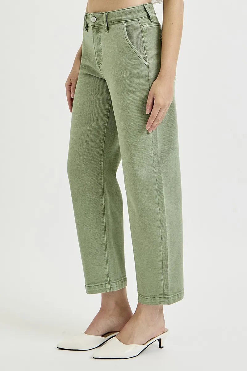 RISEN Full Size Tummy Control High Rise Crop Barrel Jeans Plus Size - Rooted & Reckless Co.