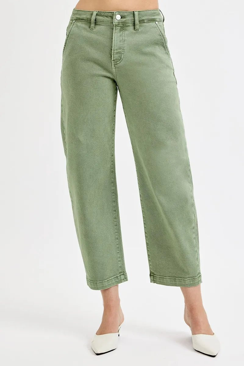 RISEN Full Size Tummy Control High Rise Crop Barrel Jeans Plus Size - Rooted & Reckless Co.