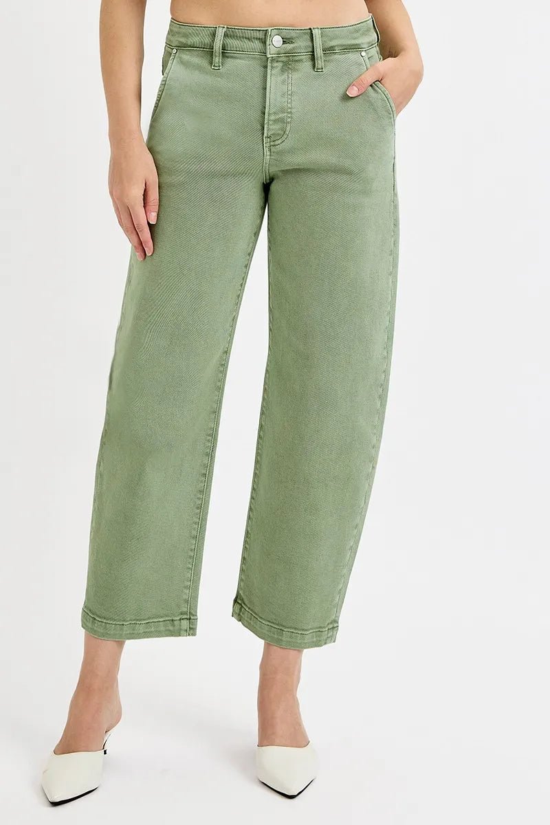 RISEN Full Size Tummy Control High Rise Crop Barrel Jeans Plus Size - Rooted & Reckless Co.