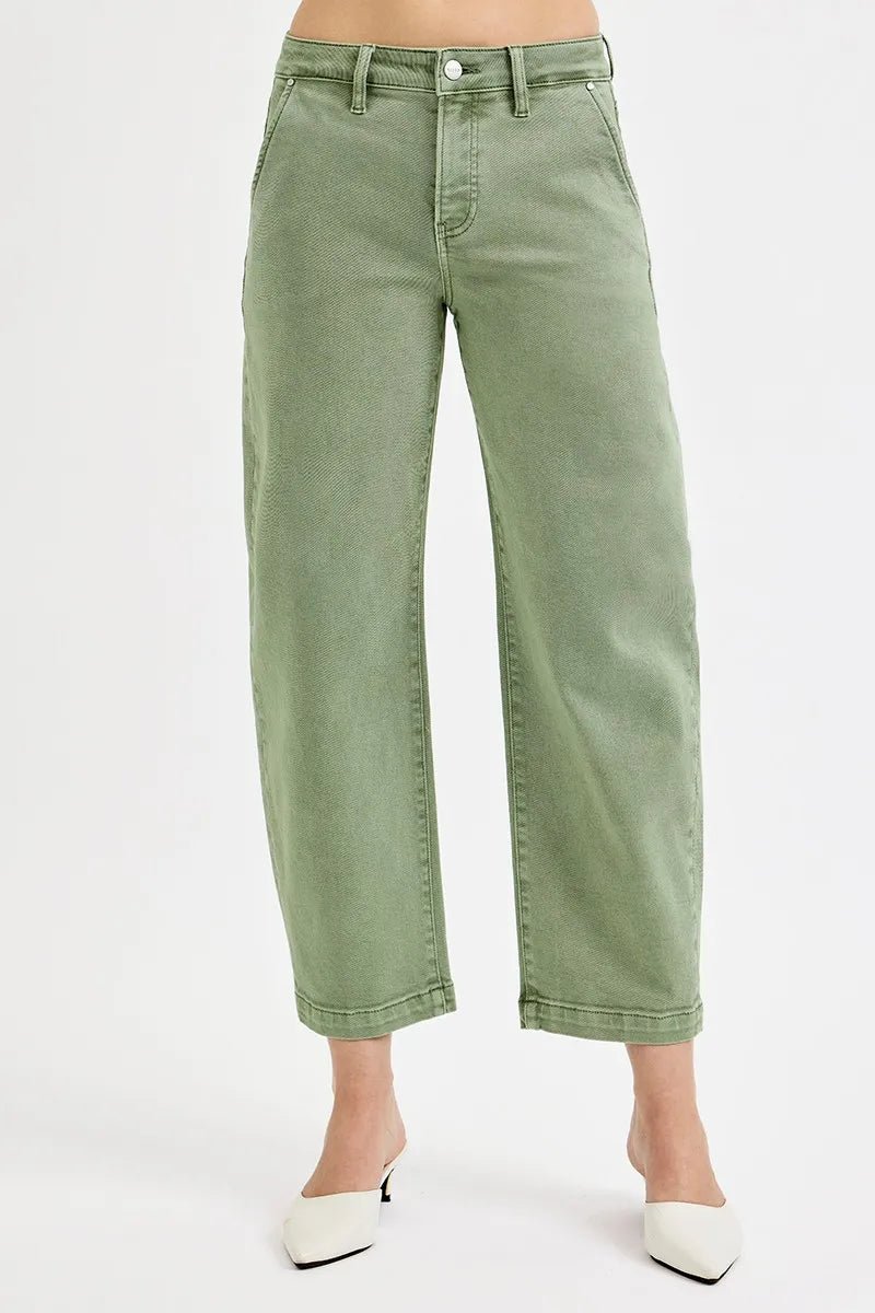RISEN Full Size Tummy Control High Rise Crop Barrel Jeans Plus Size - Rooted & Reckless Co.