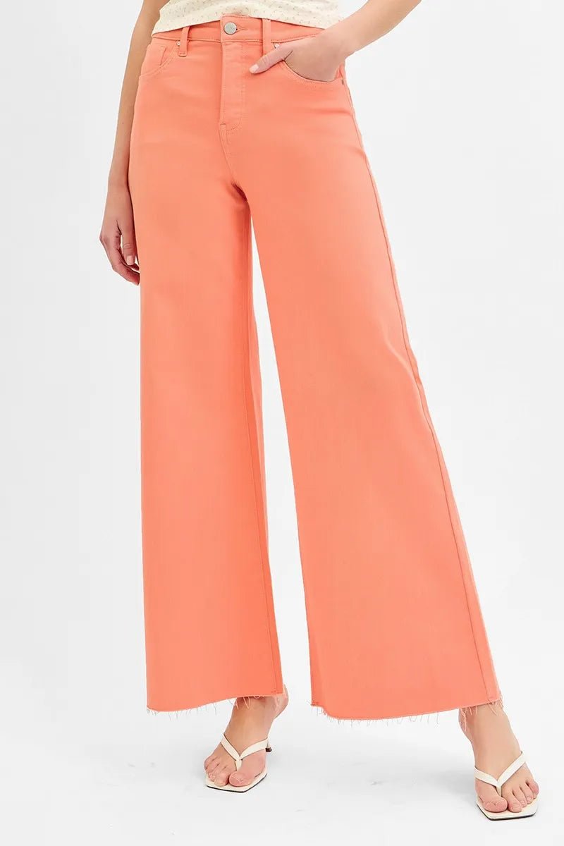 RISEN Full Size Tummy Control High Rise Wide Leg Palazzo Jeans Plus Size - Rooted & Reckless Co.