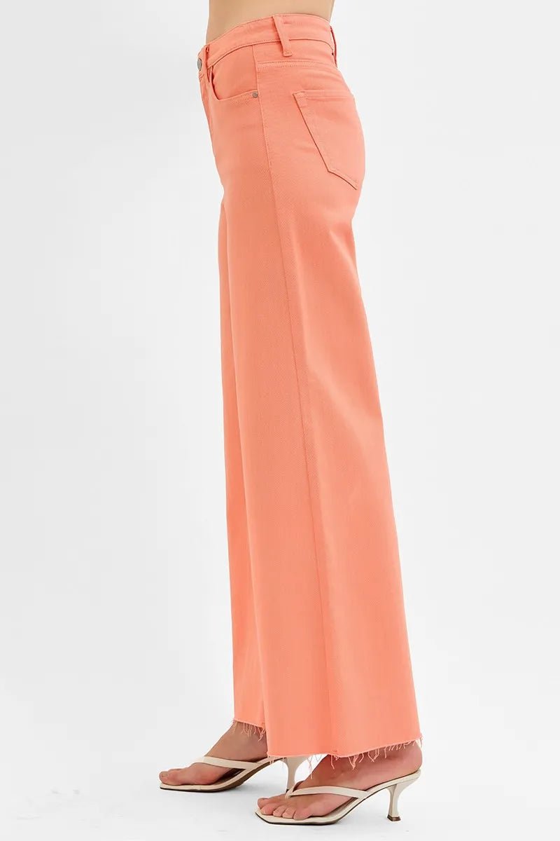 RISEN Full Size Tummy Control High Rise Wide Leg Palazzo Jeans Plus Size - Rooted & Reckless Co.