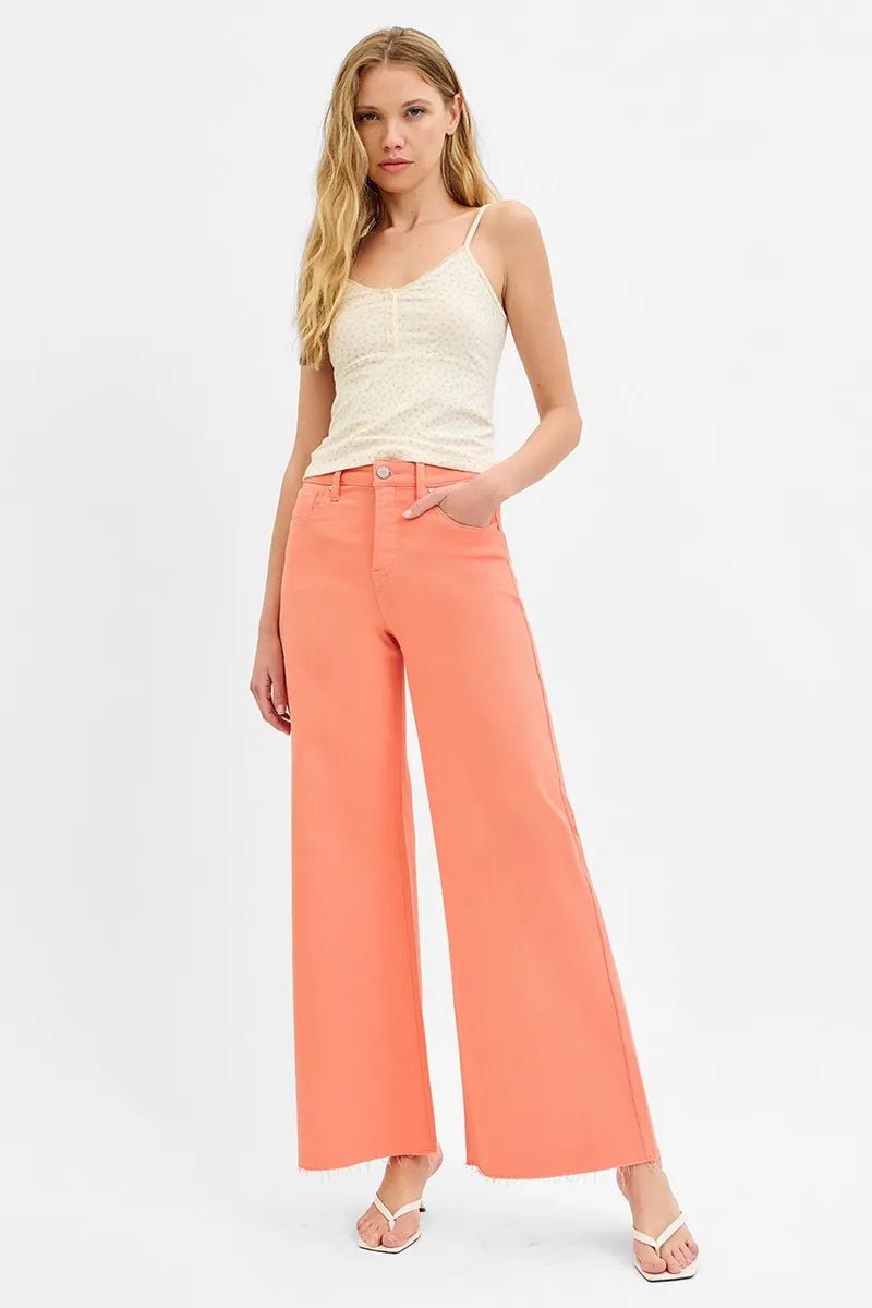 RISEN Full Size Tummy Control High Rise Wide Leg Palazzo Jeans Plus Size - Rooted & Reckless Co.