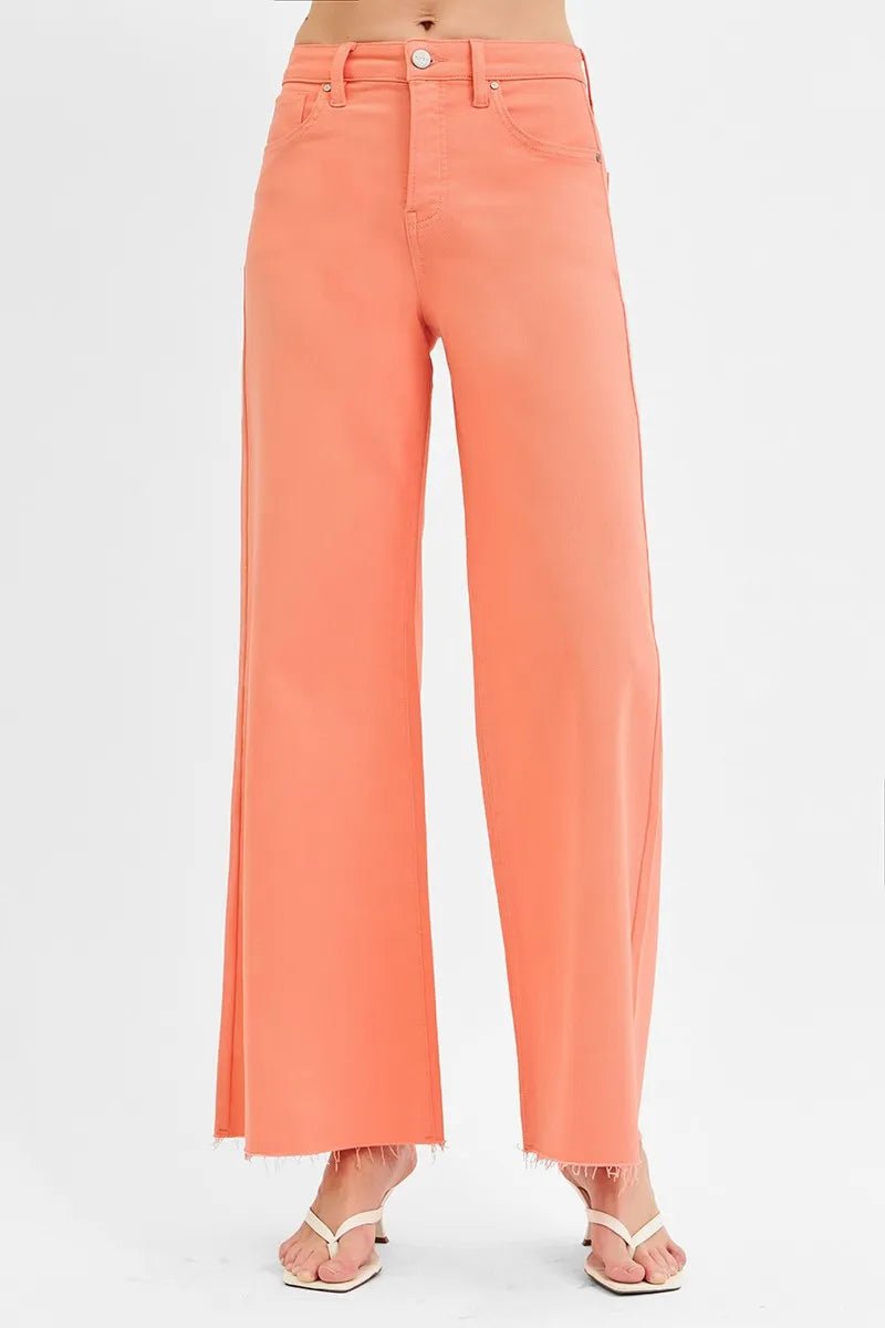 RISEN Full Size Tummy Control High Rise Wide Leg Palazzo Jeans Plus Size - Rooted & Reckless Co.