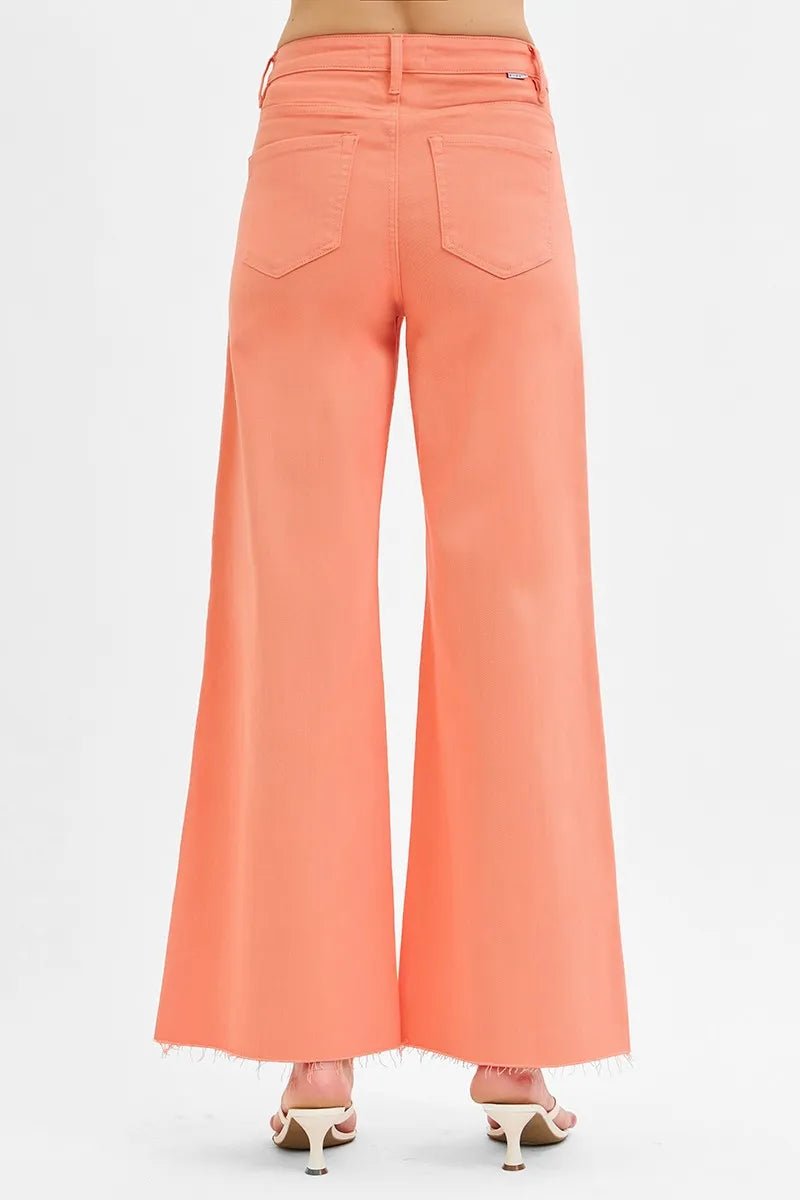 RISEN Full Size Tummy Control High Rise Wide Leg Palazzo Jeans Plus Size - Rooted & Reckless Co.