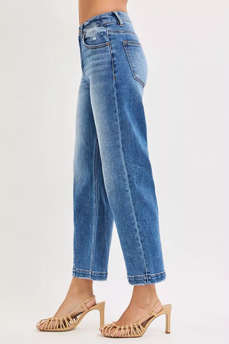 RISEN High Rise Crop Boyfriend Tapered Jeans - Rooted & Reckless Co.