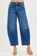 RISEN Mid Rise Crop Barrel Jeans - Rooted & Reckless Co.