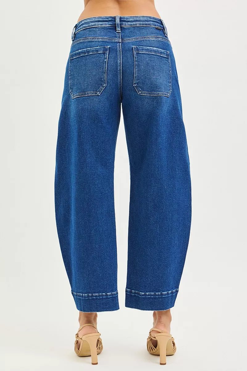 RISEN Mid Rise Crop Barrel Jeans - Rooted & Reckless Co.