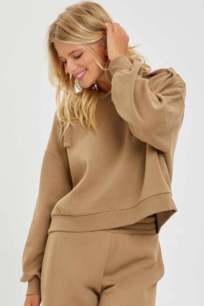 Risen Oversized V-Neck Hoodie Sweatshirt — Soft Cotton-Poly Blend Western Lounge Top (large remaining) - Rooted & Reckless Co.