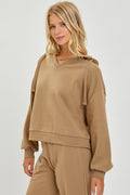 Risen Oversized V-Neck Hoodie Sweatshirt — Soft Cotton-Poly Blend Western Lounge Top (large remaining) - Rooted & Reckless Co.