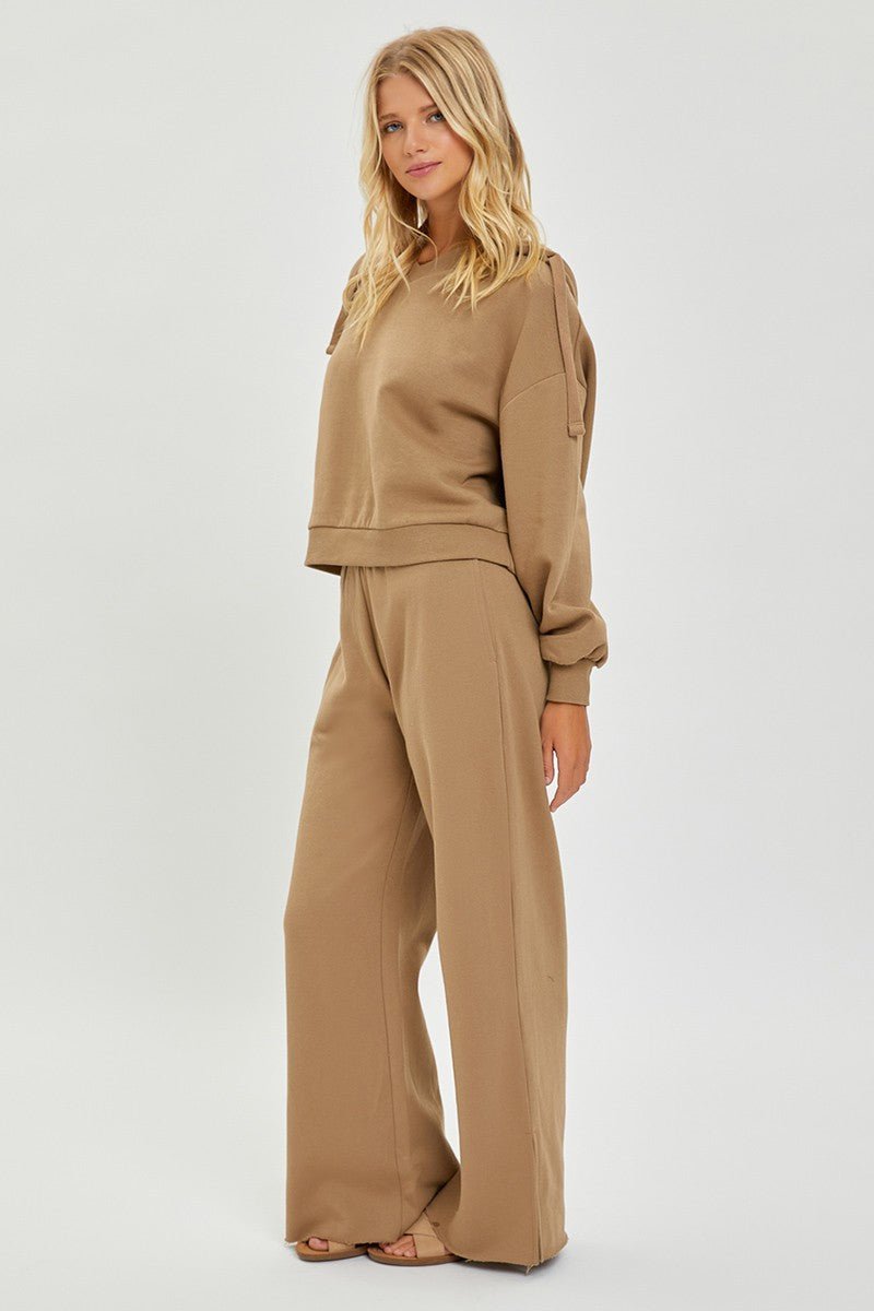 Risen Oversized V-Neck Hoodie Sweatshirt — Soft Cotton-Poly Blend Western Lounge Top (large remaining) - Rooted & Reckless Co.
